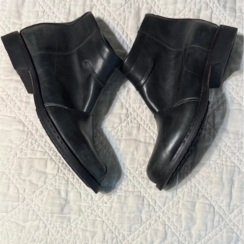 Timberland Colrain Mens Black Leather Side Zip Ankle Boots Made in Italy 12M